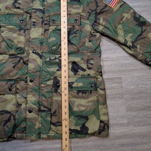 Denim Supply Ralph Lauren Men's XL Camo Military Puffer Jacket Flag Lightweight - Picture 10 of 11